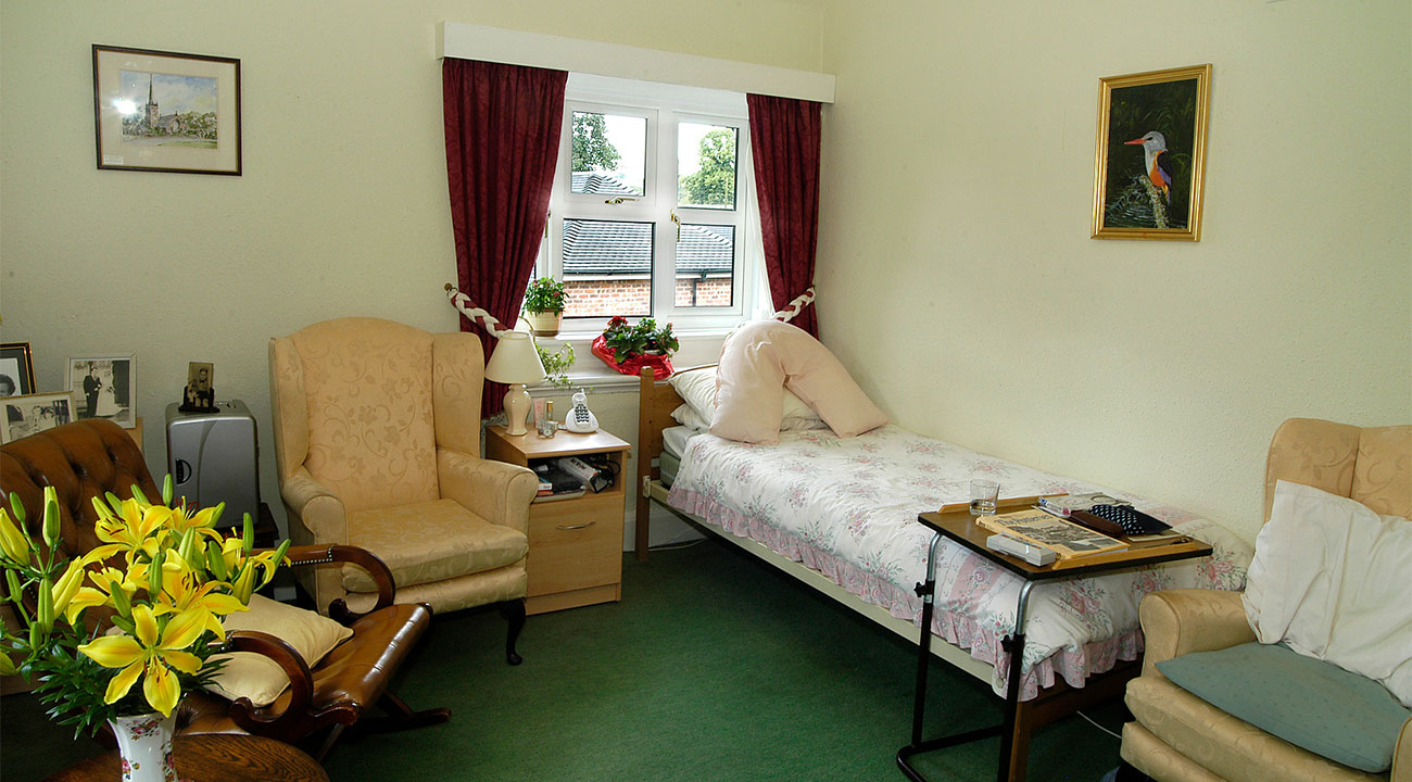 Typical bedroom at Heyfields Nursing Home